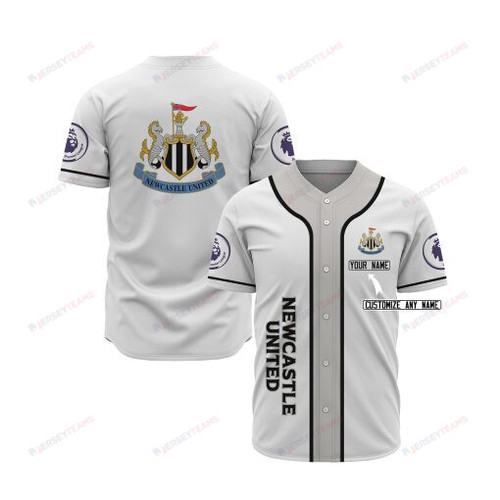 Newcastle United FC Custom Name Baseball Jersey - White
