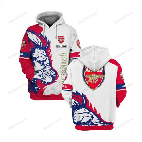 Arsenal FC Custom Name 3D Printed Pullover Hoodie