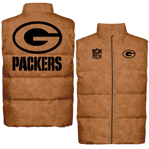 Green Bay Packers 2023 Salute To Service Down Vest Jacket - Brown