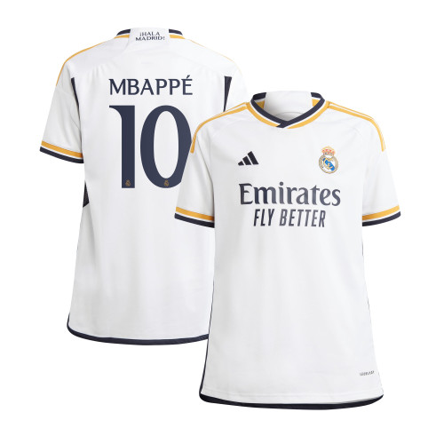 Kylian Mbappe 10 Real Madrid 2023/24 Home YOUTH Jersey - White