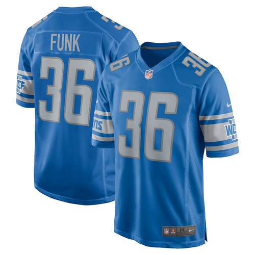 Jake Funk 36 Detroit Lions Game Men Jersey - Blue
