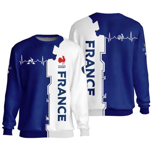 France Rugby Rb Team Six Nations Championship 2024 All Over Print Sweater - Navy