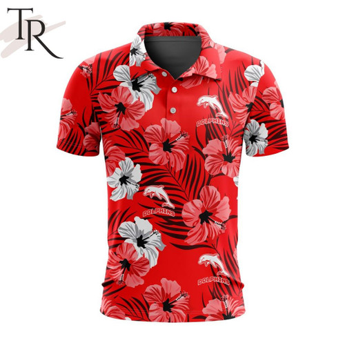 NRL Dolphins Special Aloha Printed Polo Shirt - Orange