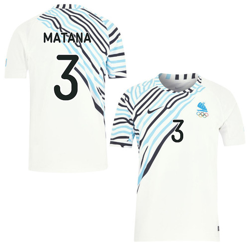 Jeremaia Matana 3 Fiji Sevens Rugby Home Olympic Games Paris 2024 Jersey - White
