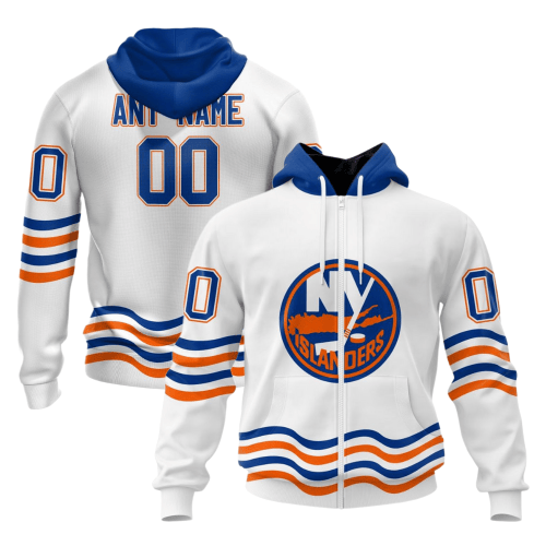 New York Islanders Special Whiteout Design Custom 3D Printed Zip Hoodie - White