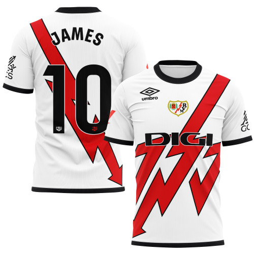 James Rodríguez 10 Rayo Vallecano 2024/25 Home Men's All Over Printed Jersey - White