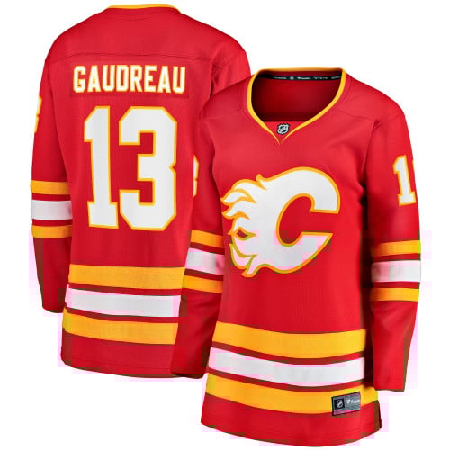 Johnny Gaudreau 13 Calgary Flames Women’s Home Premier Breakaway Jersey – Red
