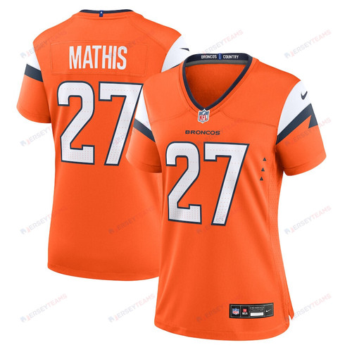 Damarri Mathis 27 Denver Broncos Team Game Women Jersey - Orange