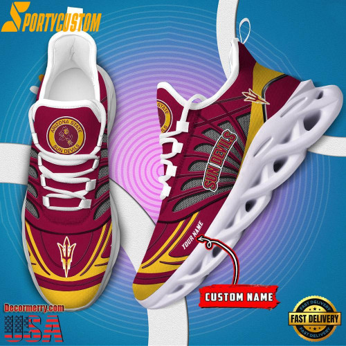 Arizona State Sun Devils Custom Name 3D Max Soul Sneaker Shoes - Red