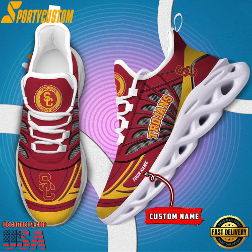 USC Trojans Custom Name 3D Max Soul Sneaker Shoes - Red