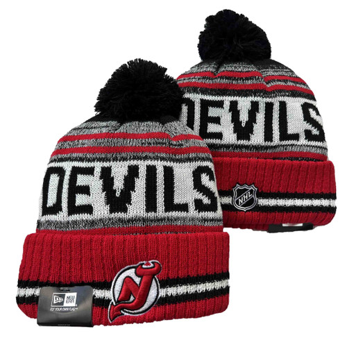 New Jersey Devils Cuffed Knit Hat with Pom