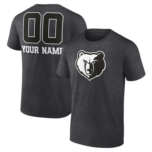 Memphis Grizzlies Custom Name & Number Monochrome T-Shirt - Charcoal