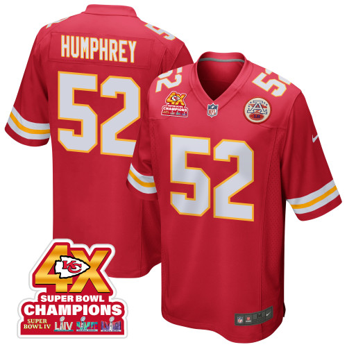 Creed Humphrey 52 Kansas City Chiefs Super Bowl LVIII Champions 4X Game Men Jersey - Red