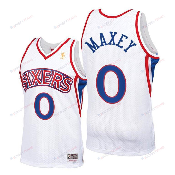 Tyrese Maxey Philadelphia 76ers White Throwback 90s Jersey HWC Swingman - Men Jersey