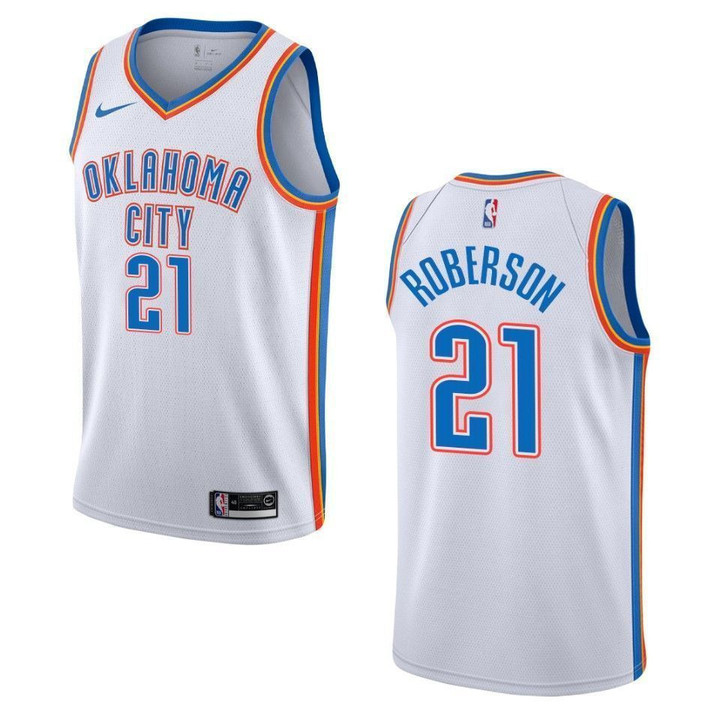 Men's Oklahoma City Thunder 21 Andre Roberson Association Swingman Jersey - White
