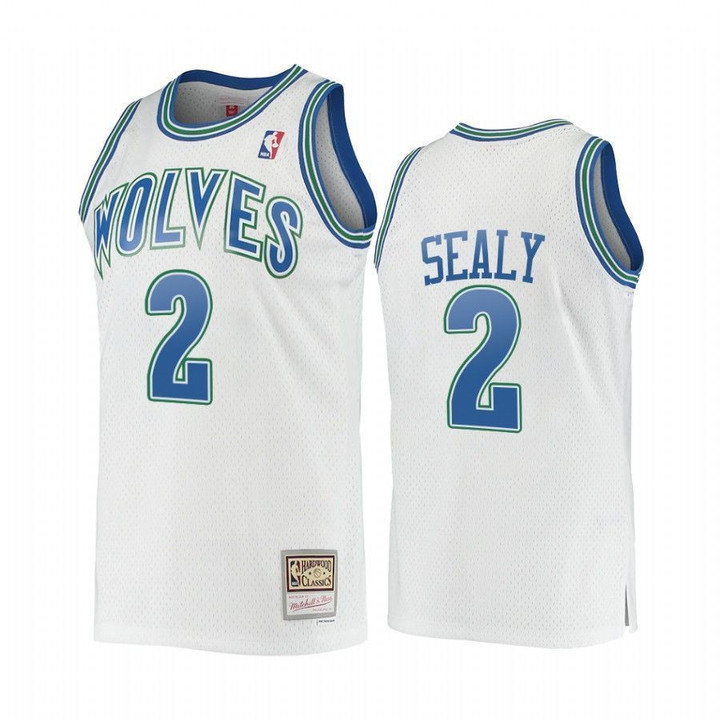 Men's Malik Sealy 2 Minnesota Timberwolves Hardwood Classics Jersey White