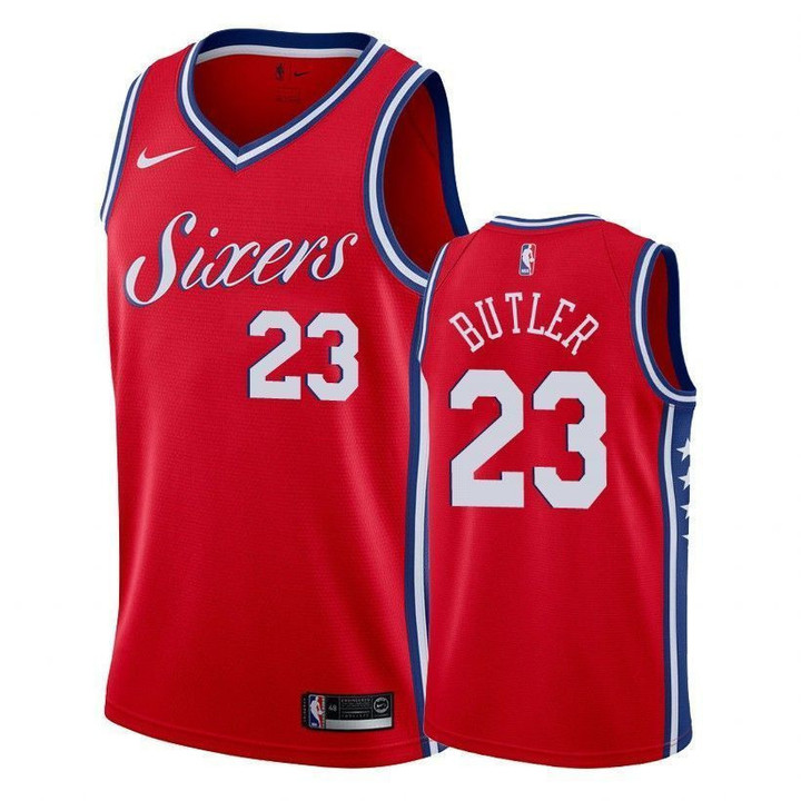 Men's 76ers Male Jimmy Butler 23 Statet Red Jersey