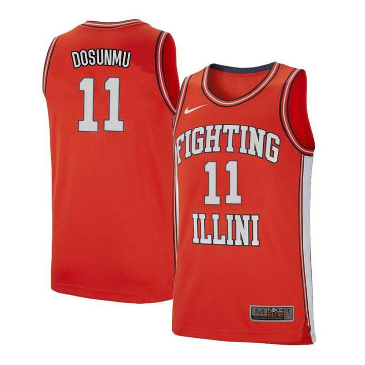 Men 11 Ayo Dosunmu Orange Retro Elite Illinois Fighting Illini Basketball Jersey