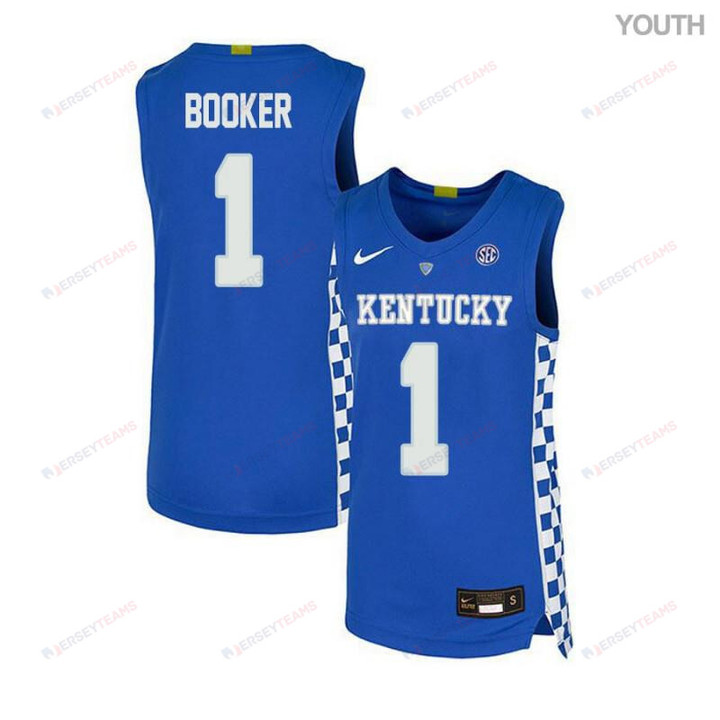Youth 1 Devin Booker Royal Blue Elite Kentucky Wildcats Basketball Jersey