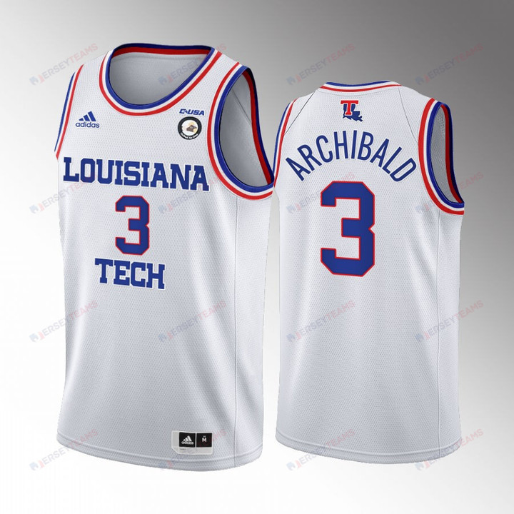 Louisiana Tech Bulldogs Amorie Archibald 3 Jersey College Basketball White Home Uniform