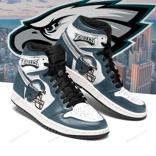 Philadelphia Eagles Helmet Pattern Air Jordan 1 Shoes Sneakers