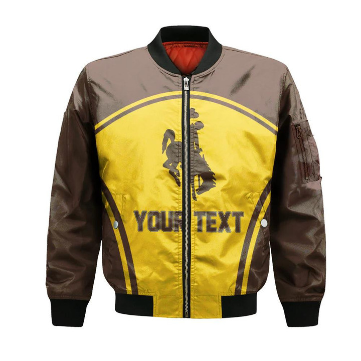 Wyoming Cowboys Bomber Jacket 3D Printed Custom Text And Number Curve Style Sport