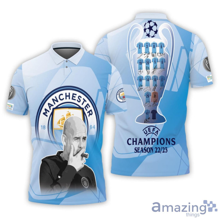 Manchester City Uefa Champion League 2023 Printed Polo Shirt