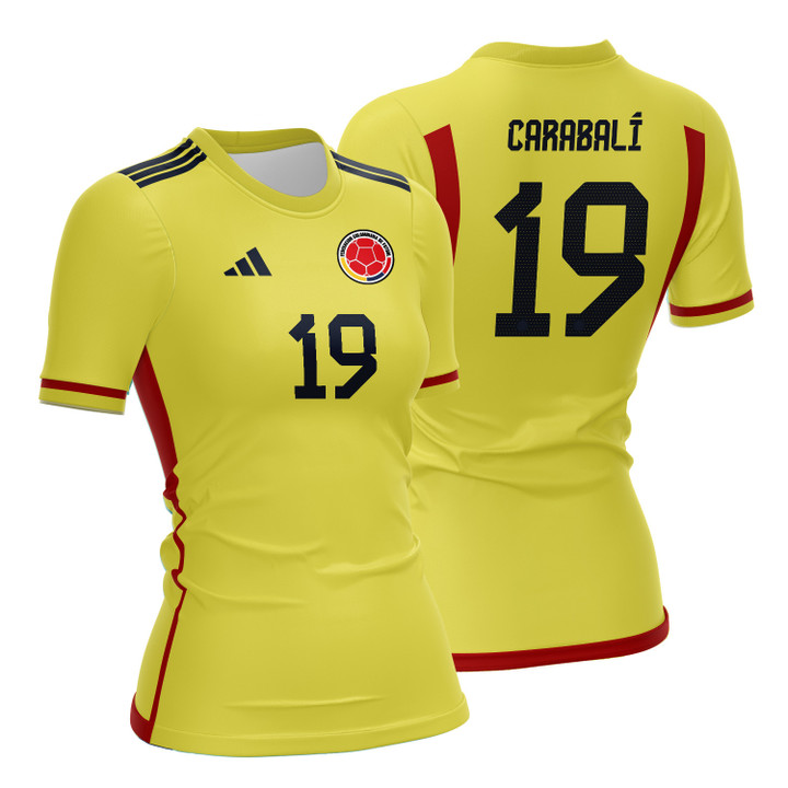 Jorelyn Carabalí 19 Colombia 2023 Women Home Jersey - Yellow - All Over Printed Jersey