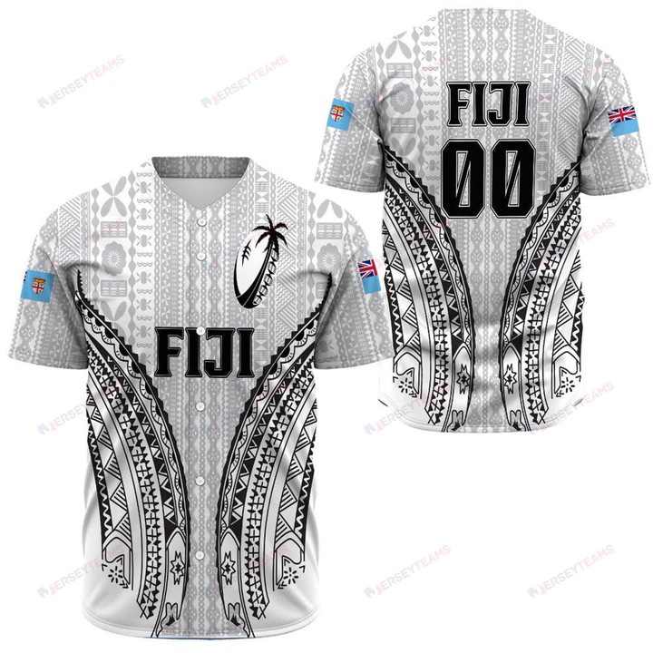 Fiji Tattoo Rb Custom Number Baseball Jersey - White