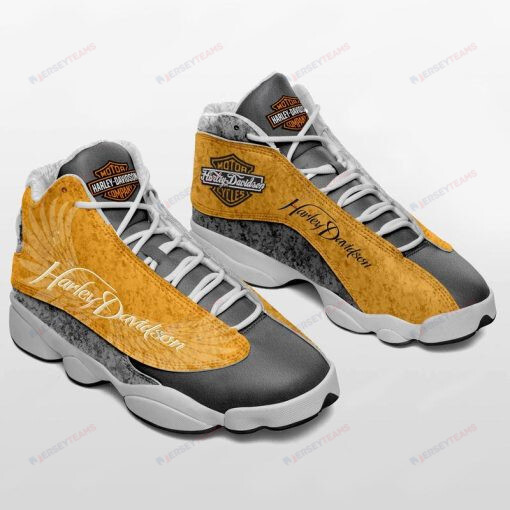 Harley-Davidson Yellow Air Jordan 13 Shoes Printing Sneakers