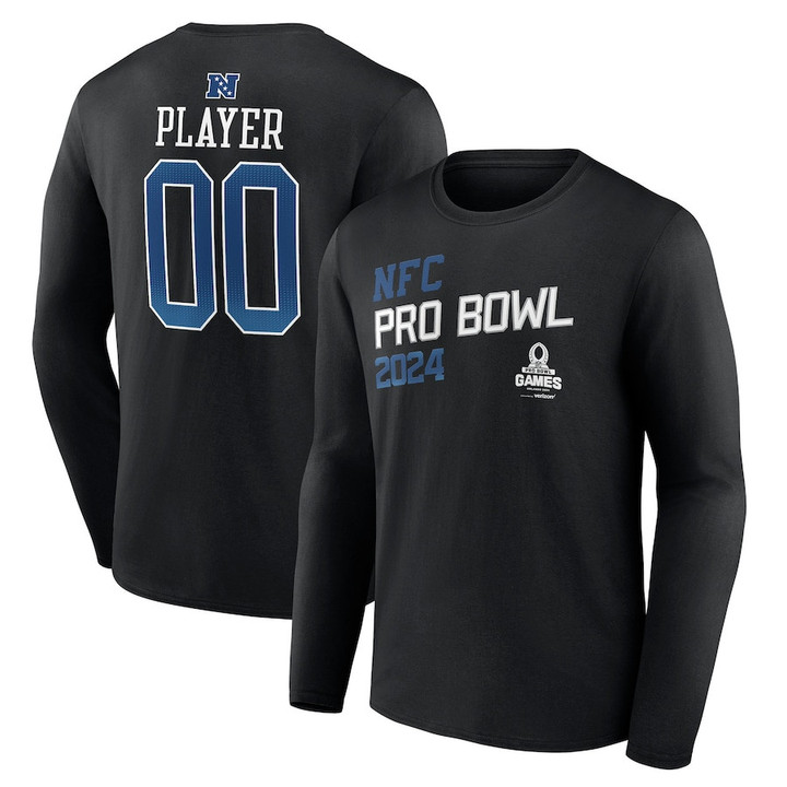 NFC 2024 NFL Pro Bowl Custom Name & Number Long Sleeve T-Shirt - Black