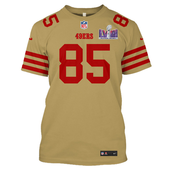 George Kittle 85 San Francisco 49ers Super Bowl LVIII All Over Print T-shirt - Gold