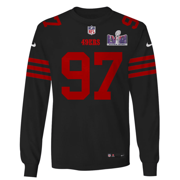 Nick Bosa 97 San Francisco 49ers Super Bowl LVIII 3D Long Sleeve - Black