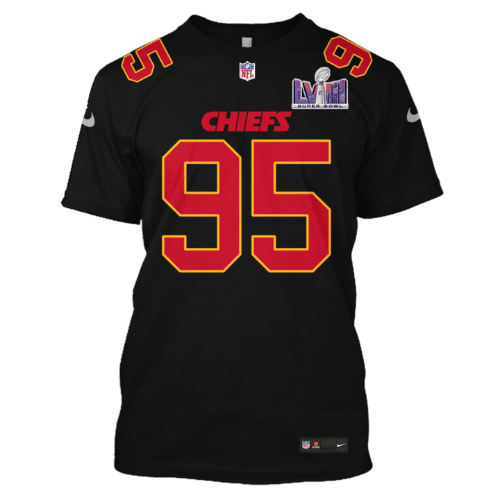 Chris Jones 95 Kansas City Chiefs Super Bowl LVIII All Over Print T-shirt - Black