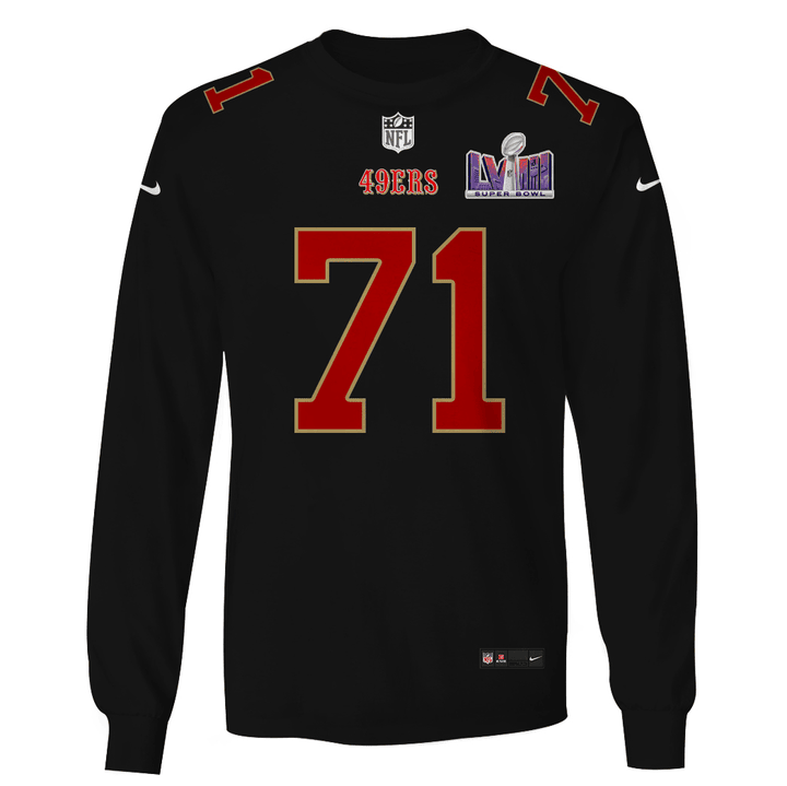 Trent Williams 71 San Francisco 49ers Super Bowl LVIII 3D Long Sleeve - Black