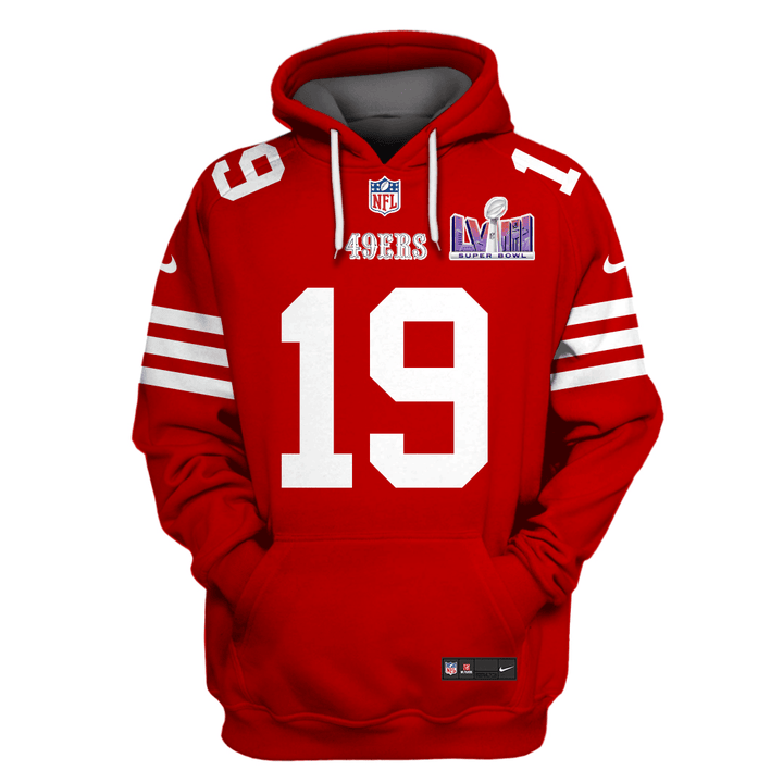 Deebo Samuel 19 San Francisco 49ers Super Bowl LVIII All Over Printed Pullover Hoodie - Scarlet