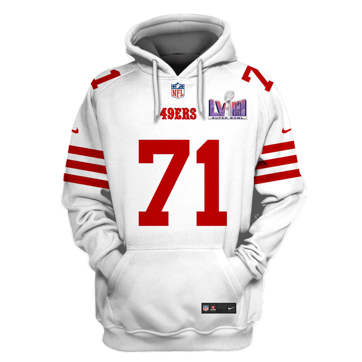 Trent Williams 71 San Francisco 49ers Super Bowl LVIII All Over Printed Pullover Hoodie - White