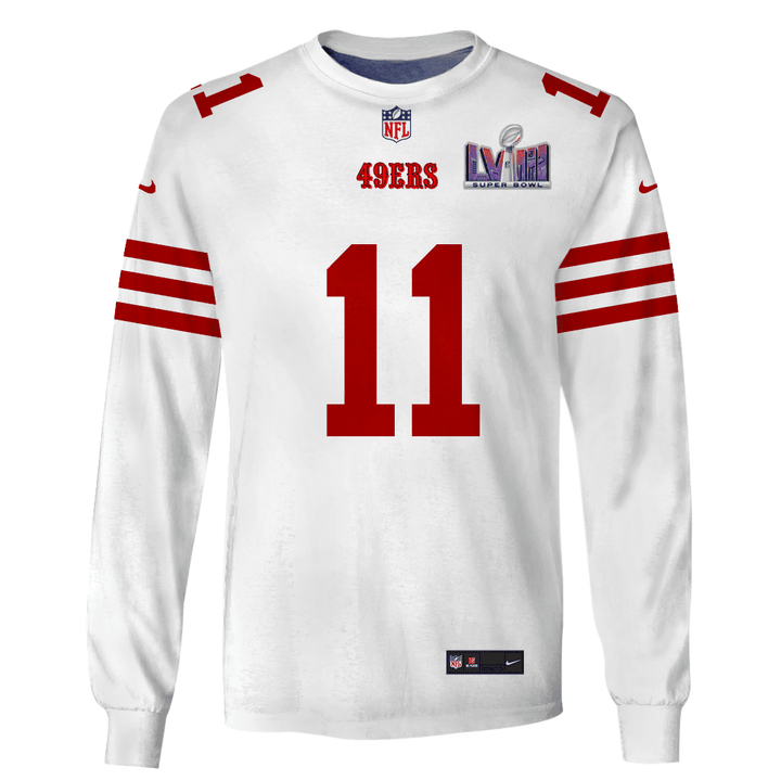 Brandon Aiyuk 11 San Francisco 49ers Super Bowl LVIII 3D Long Sleeve - White