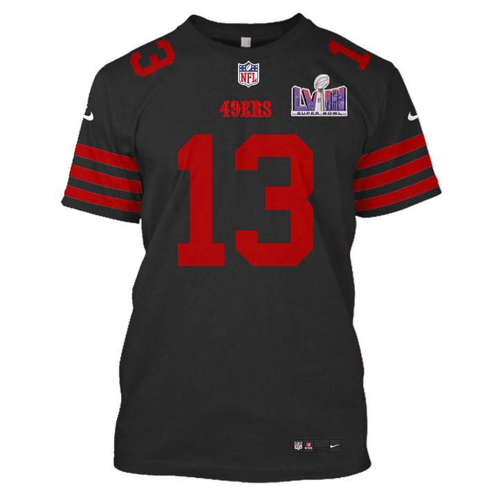 Brock Purdy 13 San Francisco 49ers Super Bowl LVIII All Over Print T-shirt - Black