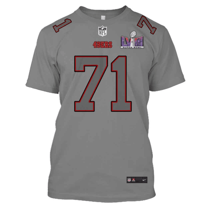 Trent Williams 71 San Francisco 49ers Super Bowl LVIII All Over Print T-shirt - Gray