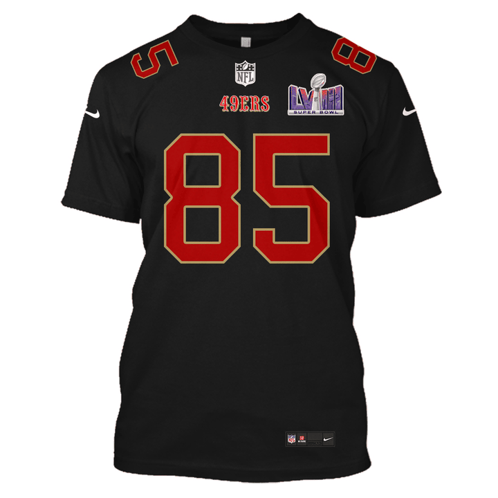 George Kittle 85 San Francisco 49ers Super Bowl LVIII Limited All Over Print T-shirt - Black