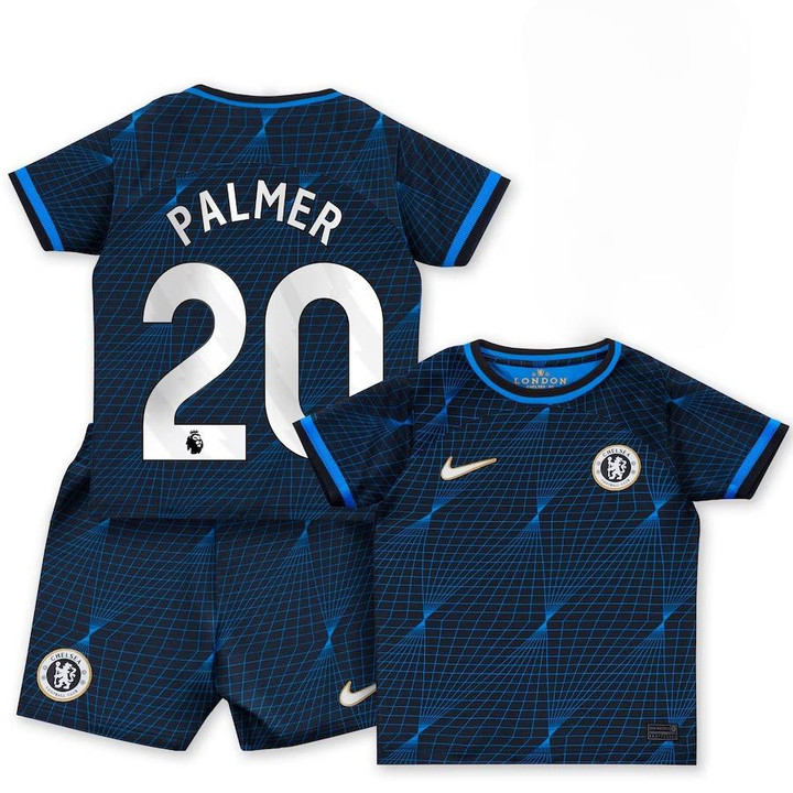 Cole Palmer 20 Chelsea 2023-24 Away Stadium YOUTH Kit Jersey - Navy