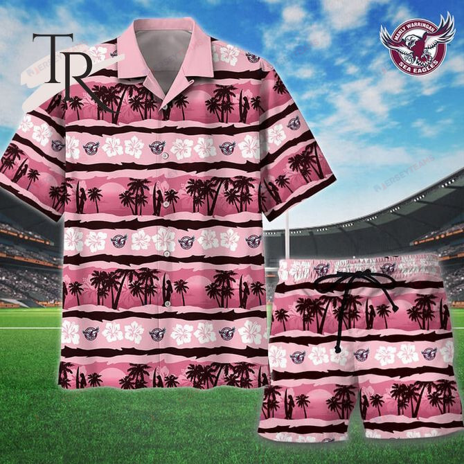 NRL Manly Warringah Sea Eagles Custom Name Number 3D Printed Hawaiian Shirt Set