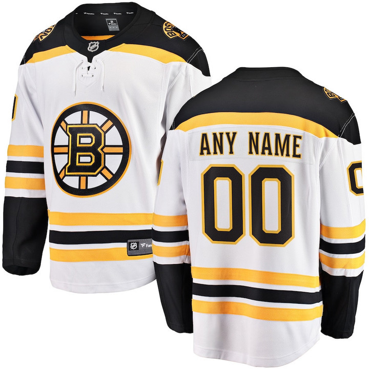 Boston Bruins Away Breakaway Custom Jersey - White