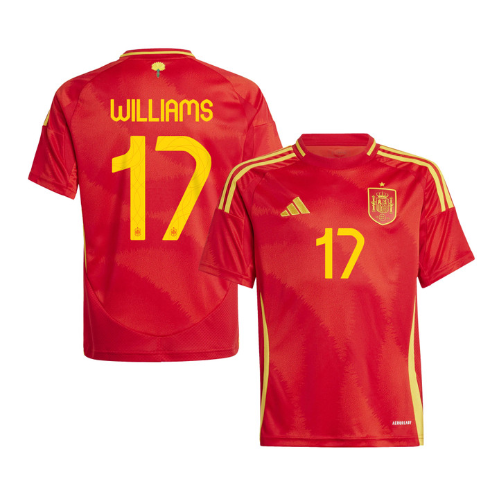 Nico Williams 17 Spain National Team 2024 Home YOUTH Jersey - Red