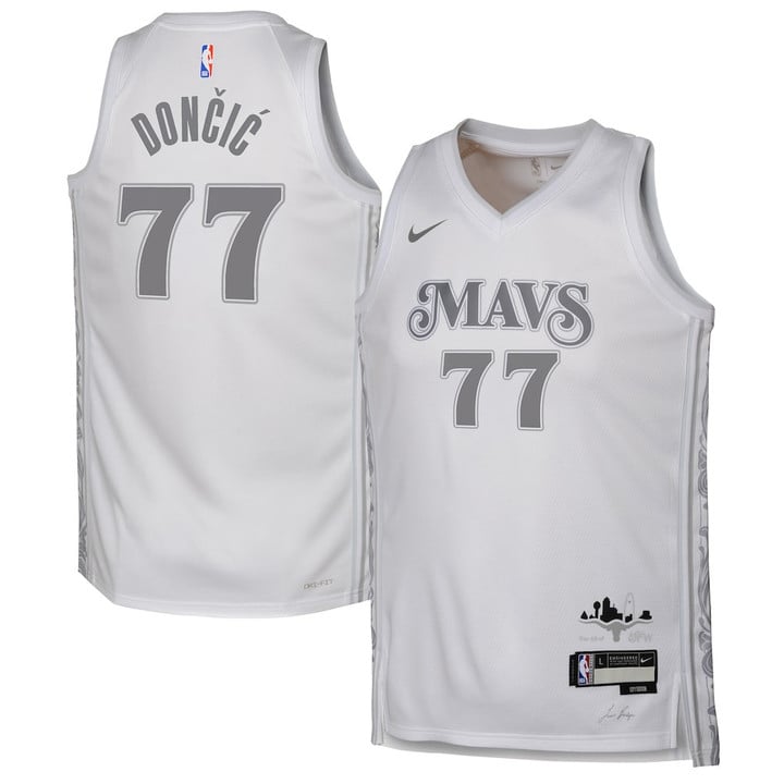 Luka Dončić 77 Dallas Mavericks 2024/25 Swingman Player YOUTH Jersey - City Edition - White