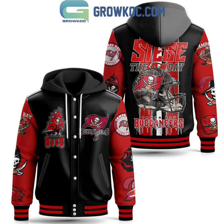 Tampa Bay Buccaneers Football 2025 Siege The Day 3D Baseball Hoodie Jacket - Black