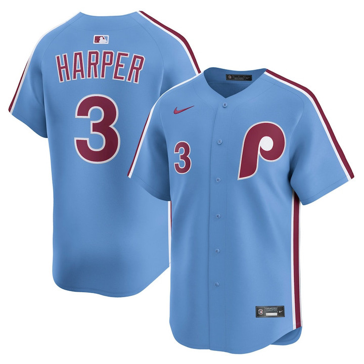 Bryce Harper 3 Philadelphia Phillies Alternate Limited Player Men Jersey - Light Blue