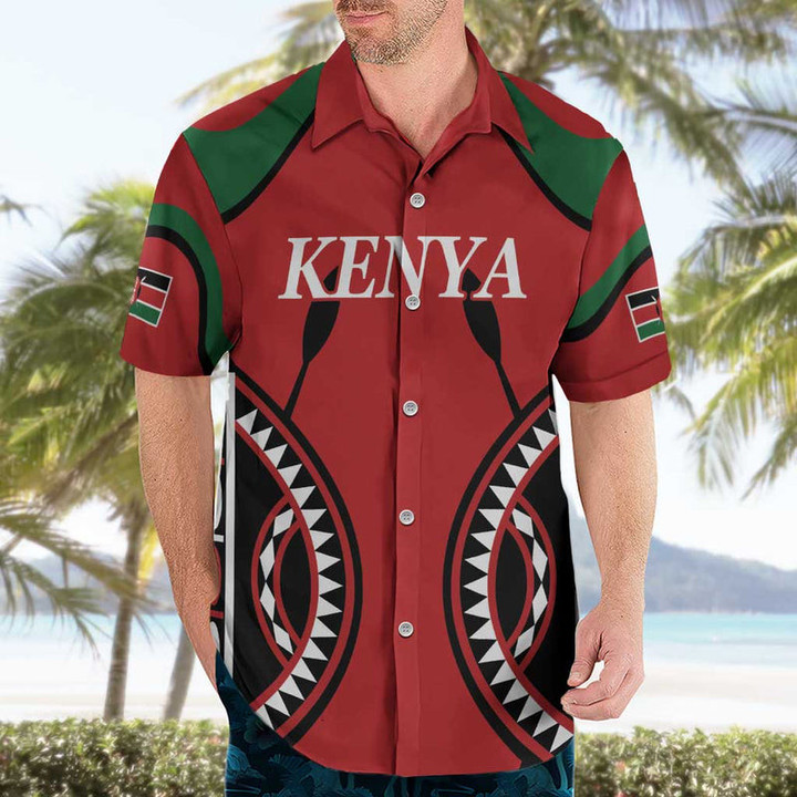 Kenya Rugby Summer Paris 2024 Custom Name & Number Hawaiian Shirt - Red