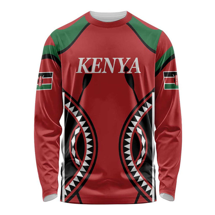 Kenya Rugby Summer Paris 2024 Custom Name Number Print 3D Long Sleeve - Red